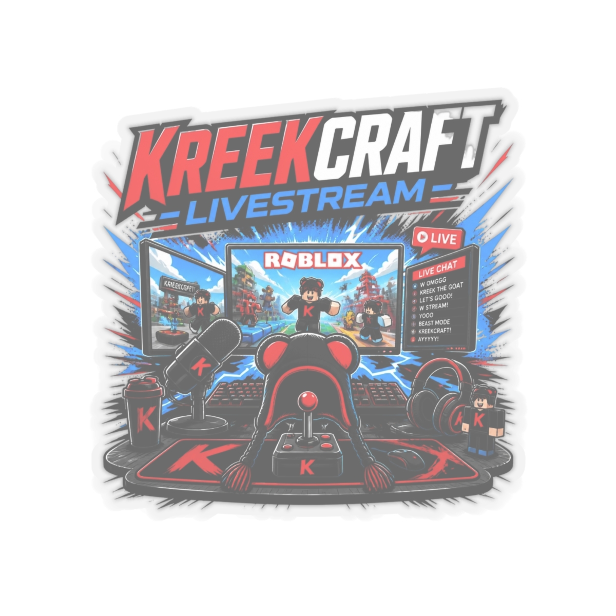 KreekCraft "KreekCraft Livestream" Sticker - alternate angle 2, merchandise